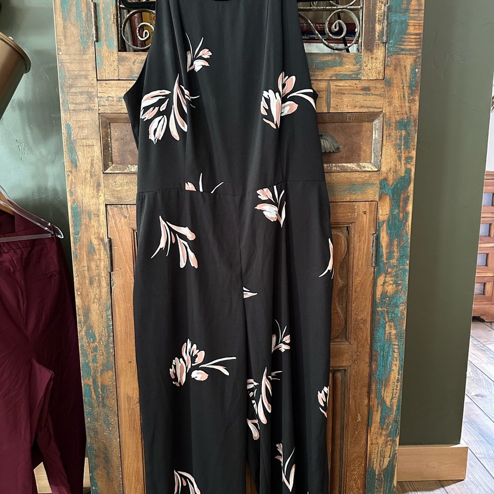 a new day Black and Pink Floral Jumpsuit